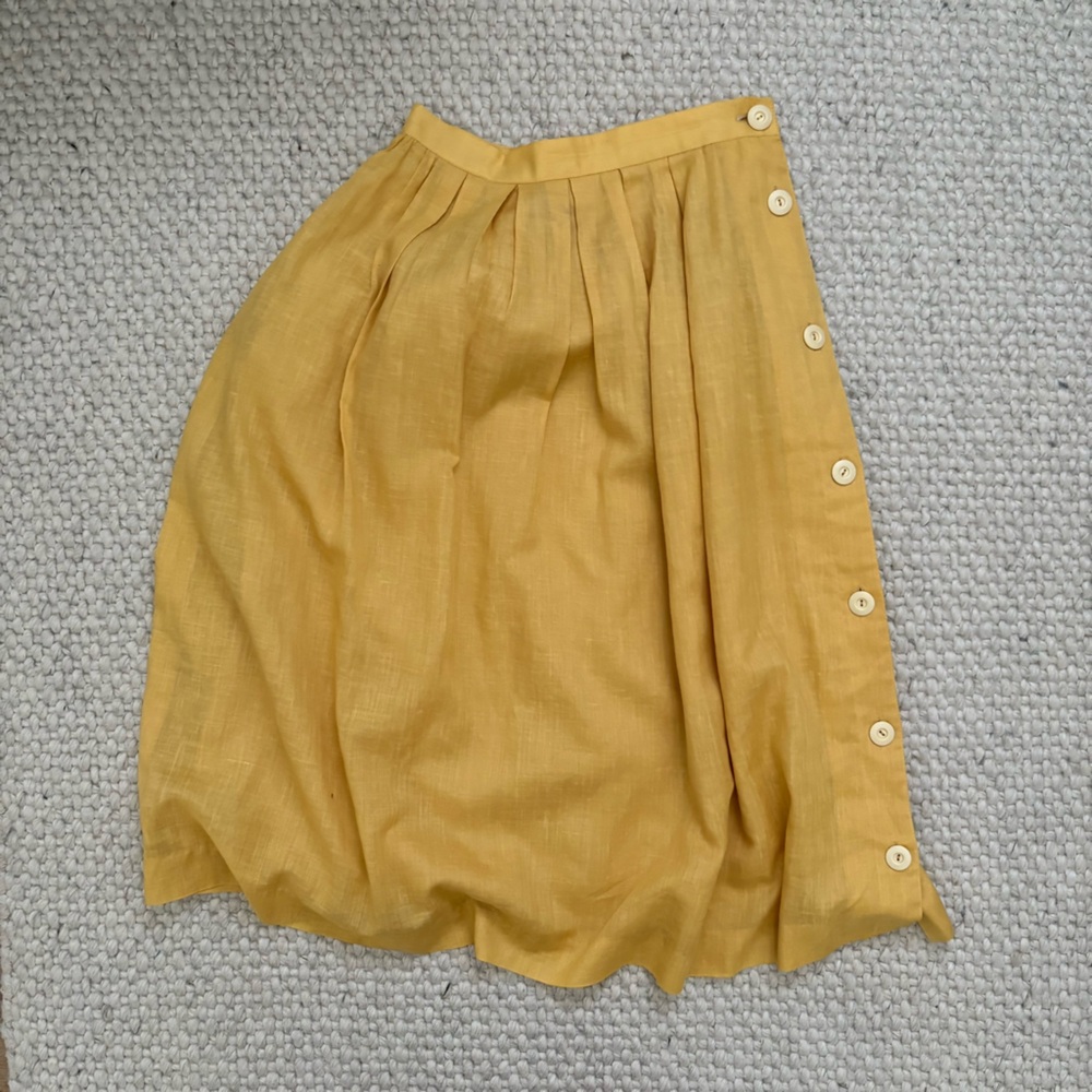 Yellow Silk Midi Skirt Size 2